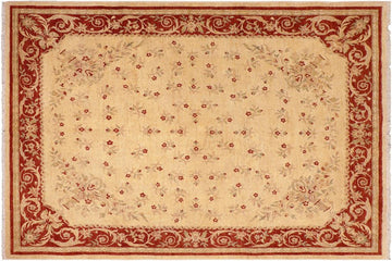 handmade Transitional Kafkaz Chobi Ziegler Beige Rust Hand Knotted RECTANGLE 100% WOOL area rug 8 x 10